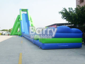 Yeşil Ve Mavi Dev Şişme Slide PVC Malzeme Çim İçin Büyük Şişme Kaydıraklar