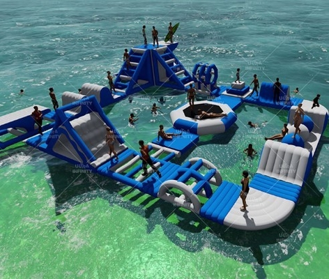 OEM Tente Şişirilebilir Yüzer Su Parkı Aile Tatil Yerleri Su Parkları Yüzer Blow Up Island