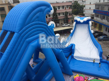 Mavi Dalga 36 * 20 * 15m Havuzlu Dev Şişme Su Kaydırağı CE / UL Blower