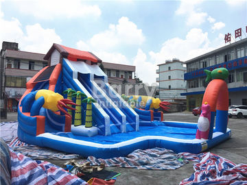 Ev Şekilli Slayt Taşınabilir Şişme Su Parkı Aquapark Açık Zemin Için şişme su eğlence parkı