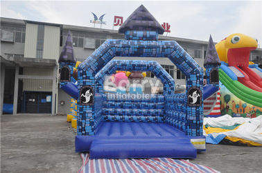 Cadılar Bayramı Festivali için 0.55mm PVC Şişme Fedai Blue Block Bouncy House Castle