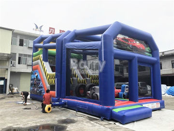 Çocuklar İçin Açık Karikatür Şişme Bouncy Slide / Barınak Kapaklı Toddler