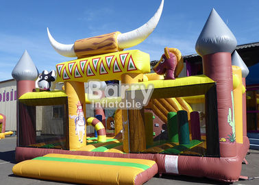 Slayt ile Çocuk Gümrükleme Western Theme House Şişme Toddler Bahçesi