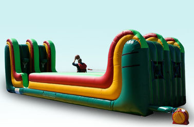 Heyecan verici 2 In 1 3 Lane Bungee Run Yarışı Basketbol Çekimi ile Şişme