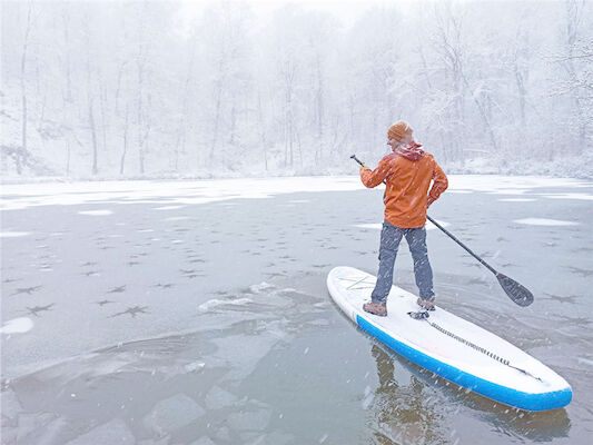 SCT Şişme SUP Board Soğuk Havada Güvende Kalıyor Snowboard Kürek