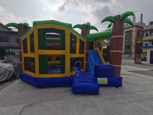 Renkli Plato PVC Şişme Sıçrama Kale Slayt Combo